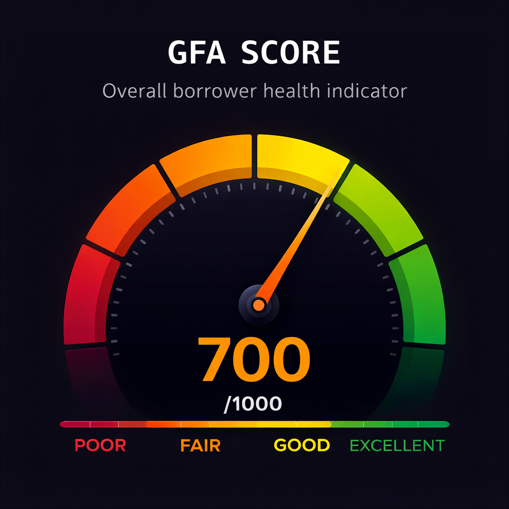 GFA Score Gauge showing 700/1000